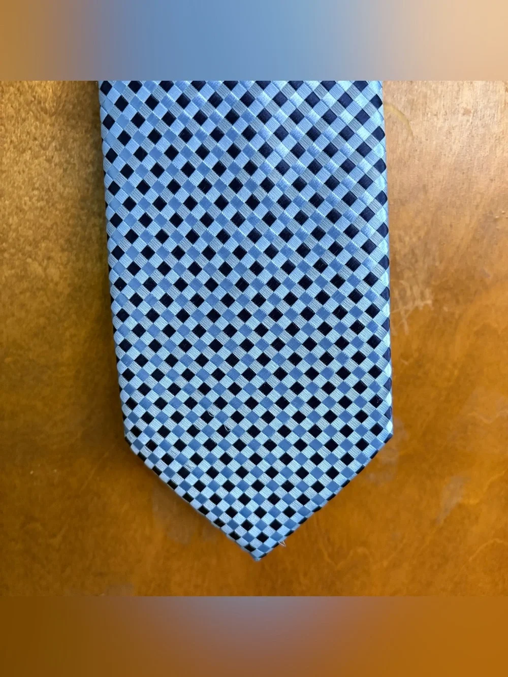 Ermenegildo Zegna Men's 100% Silk Blue Geometric Plaid Dress Tie Formal Check